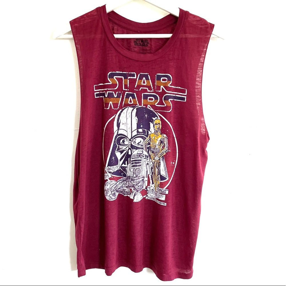 Vintage STAR WARS Sheer Maroon Tank Top Size Large